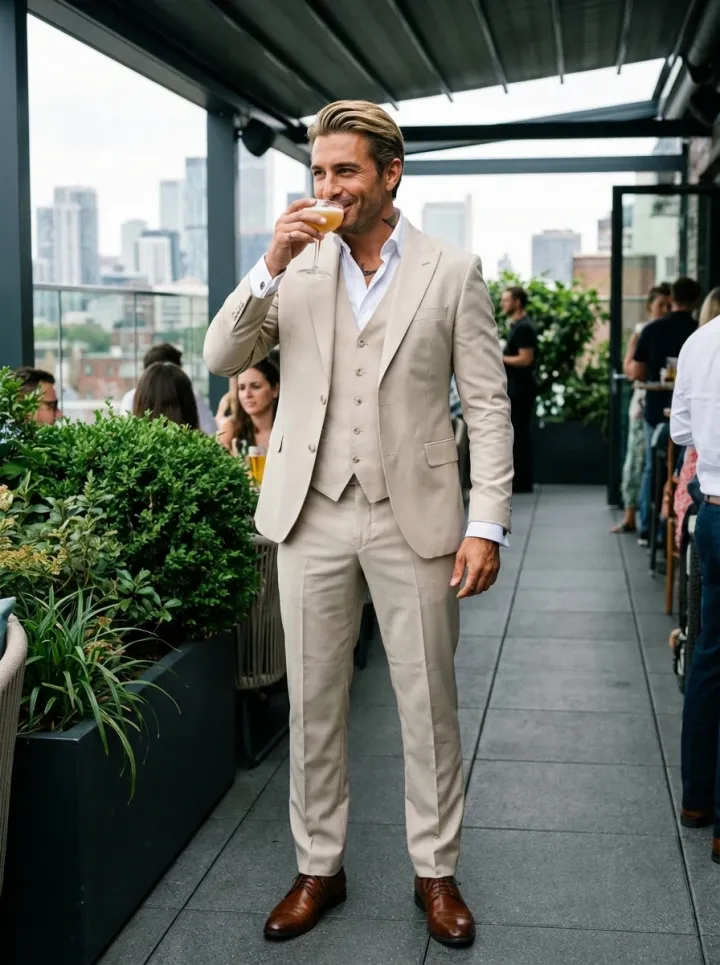 Világos drapp esküvői öltöny - Öltönyök Háza