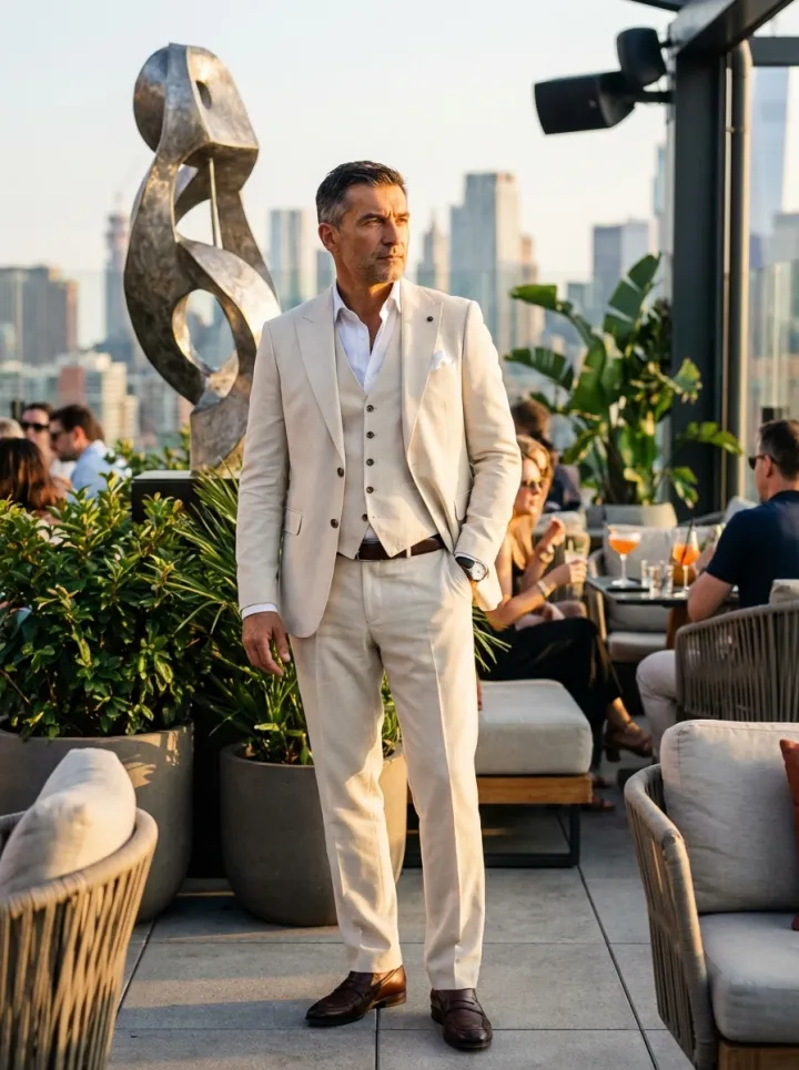 Natúrbézs esküvői öltöny - Öltönyök Háza