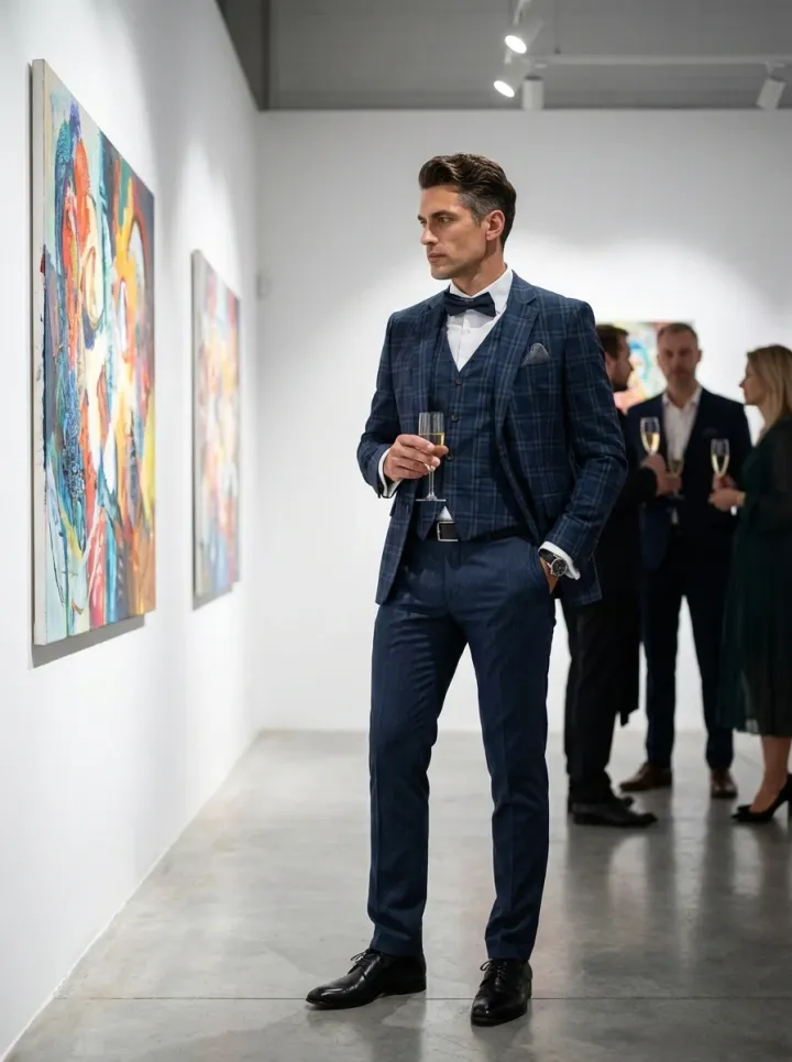 Kék kockás esküvői öltöny - Öltönyök Háza