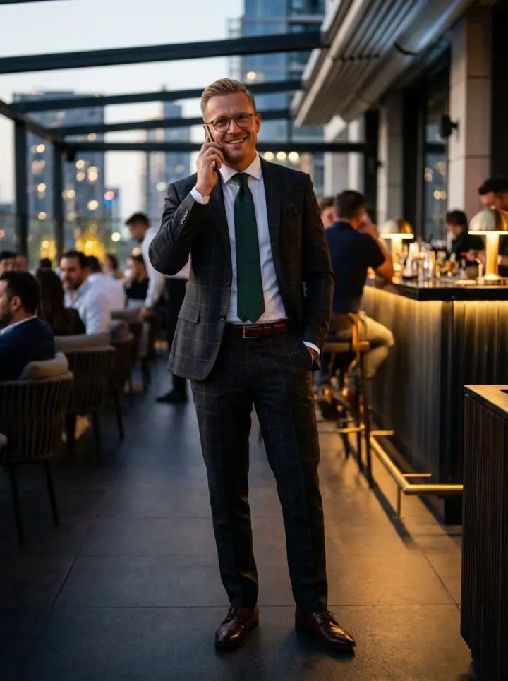 Szürke kockás kétrészes öltöny - Öltönyök Háza